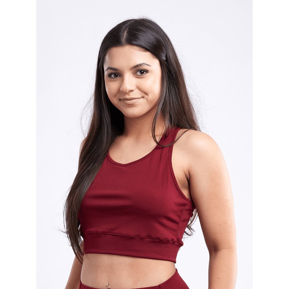 Callisto Collection Racerback Lightweight Training Crop Tank Top Burgundy